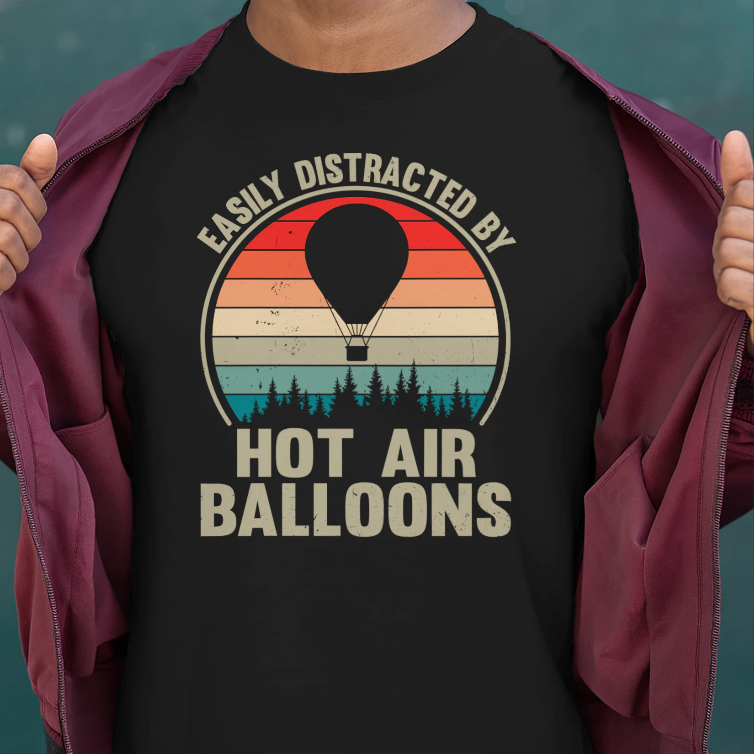Hot Air Balloon Shirt, Easily Distracted By Hot Air Balloons, Retro Hot Air Balloon, Travel Graphic Tee