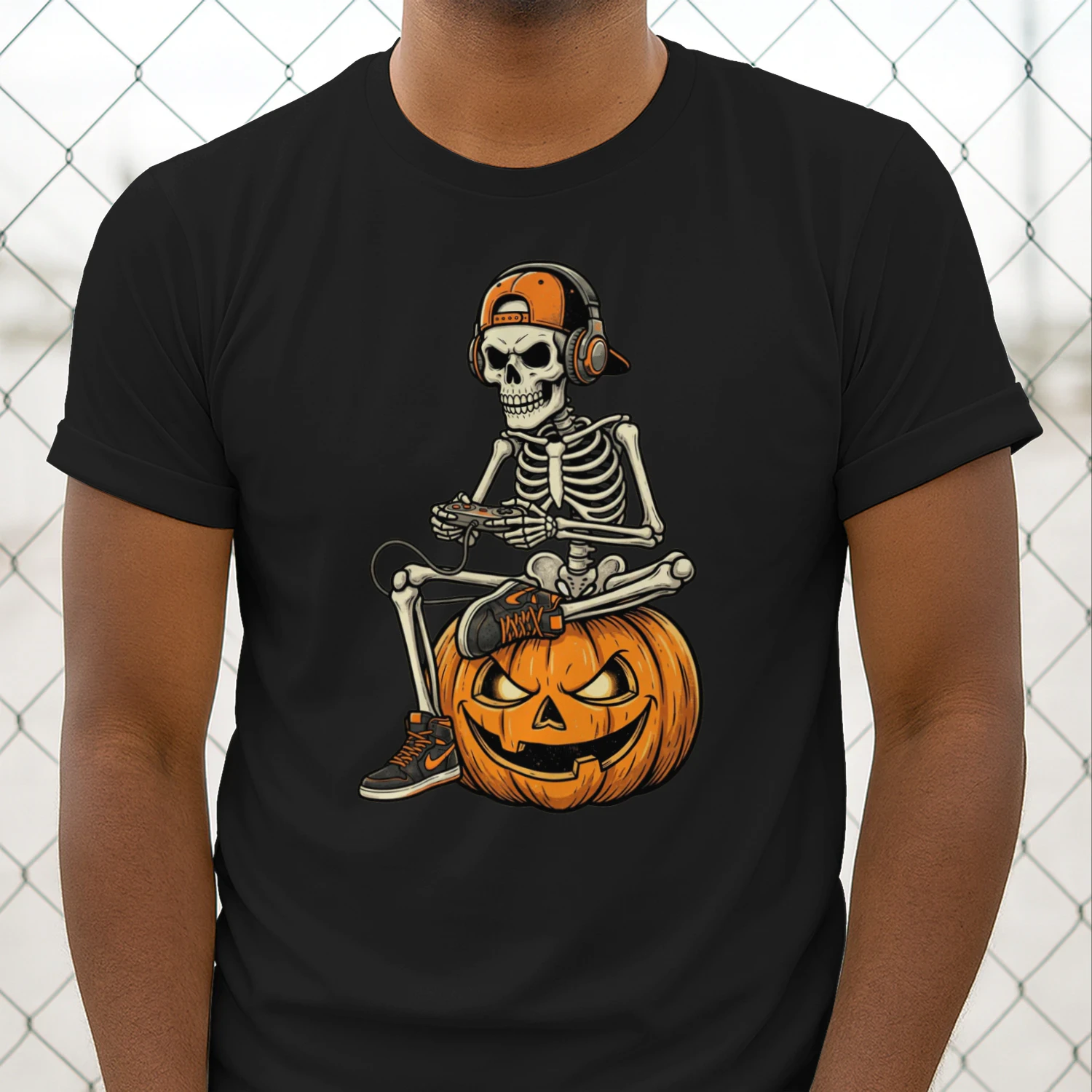🎃 Spooky Gamer Skeleton T-Shirt – Halloween Gaming Shirt for Kids & Teens 🎮💀