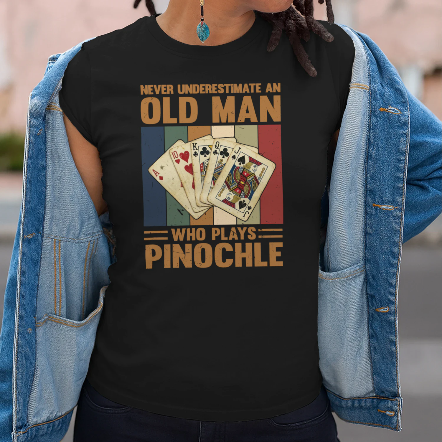 Never Underestimate an Old Man Who Plays Pinochle Shirt, Funny Pinochle T-Shirt, Pinochle Player Gift, Card Game Shirt