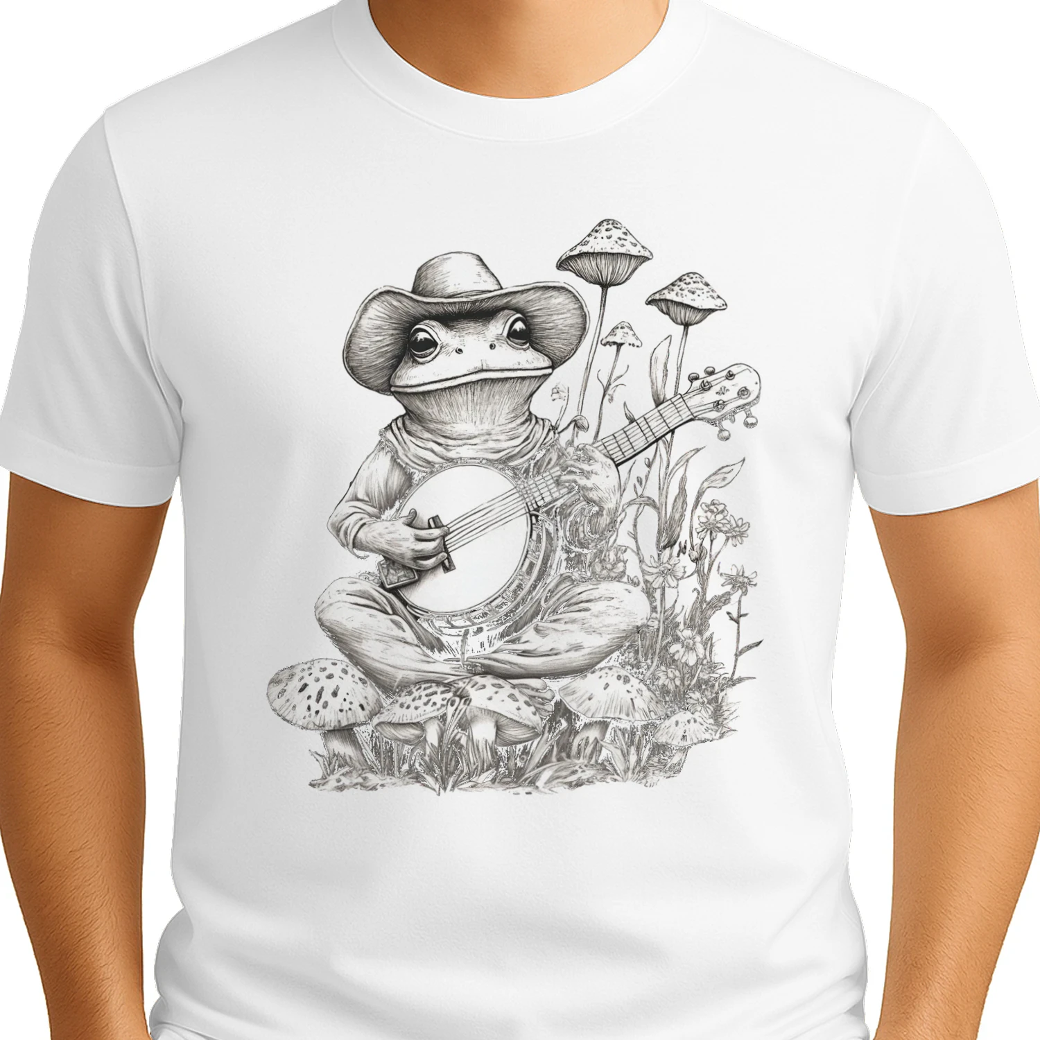 Frog Playing Banjo Shirt, Cottagecore Aesthetic Shirt, Floral Women Shirt, Aesthetic Fog Shirt, Mushroom Frog Shirt, Frog And Toad Tee, Banjo Lover Shirt