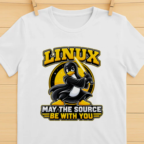 Linux May The Source Be With You - Tux Jedi T-Shirt