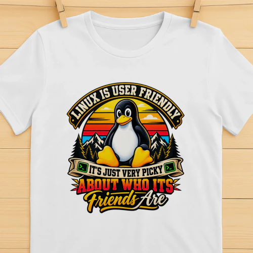Linux Is User Friendly Picky About Friends - Tux Penguin T-Shirt