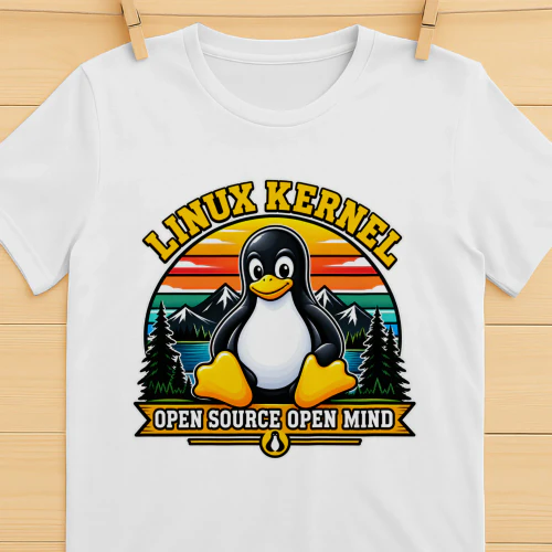 Linux Kernel Open Source Open Mind - Tux Retro Sunset T-Shirt