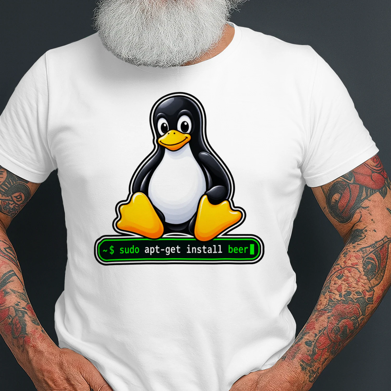 Sudo Apt-Get Install Beer - Tux Linux Mascot T-Shirt