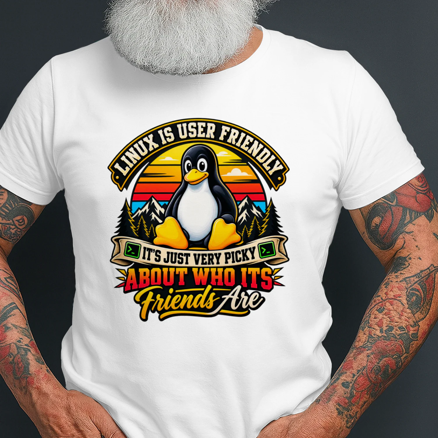 Linux Is User Friendly Picky About Friends - Tux Penguin T-Shirt