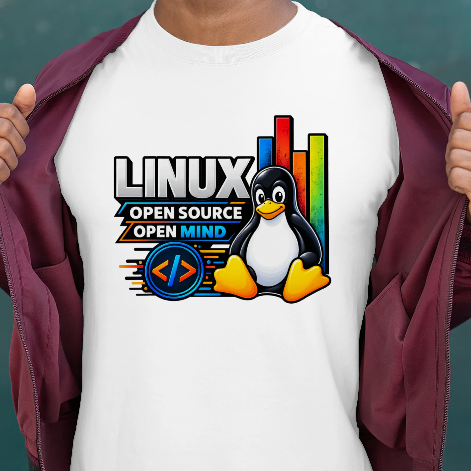Linux Open Source Open Mind - Tux Penguin T-Shirt