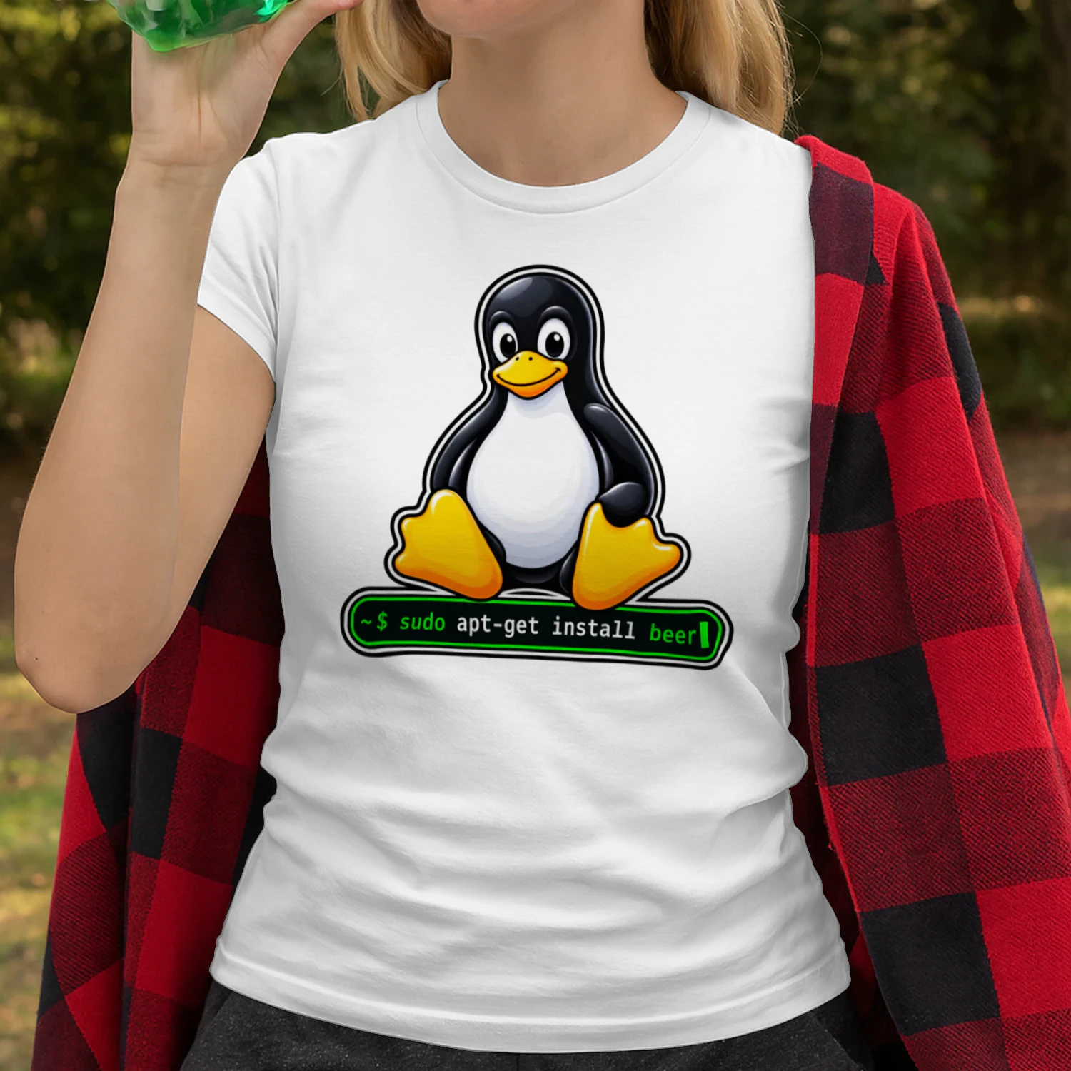 Sudo Apt-Get Install Beer - Tux Linux Mascot T-Shirt