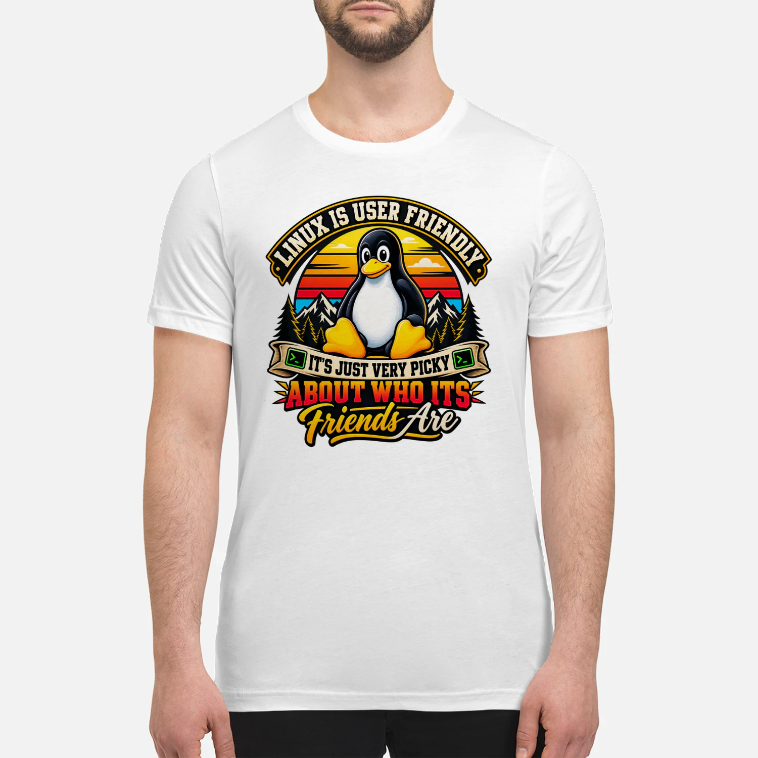 Linux Is User Friendly Picky About Friends - Tux Penguin T-Shirt