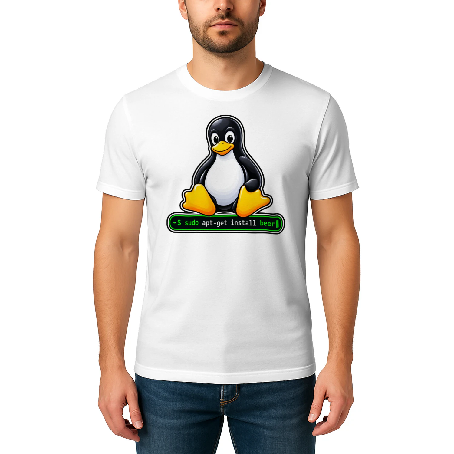 Sudo Apt-Get Install Beer - Tux Linux Mascot T-Shirt