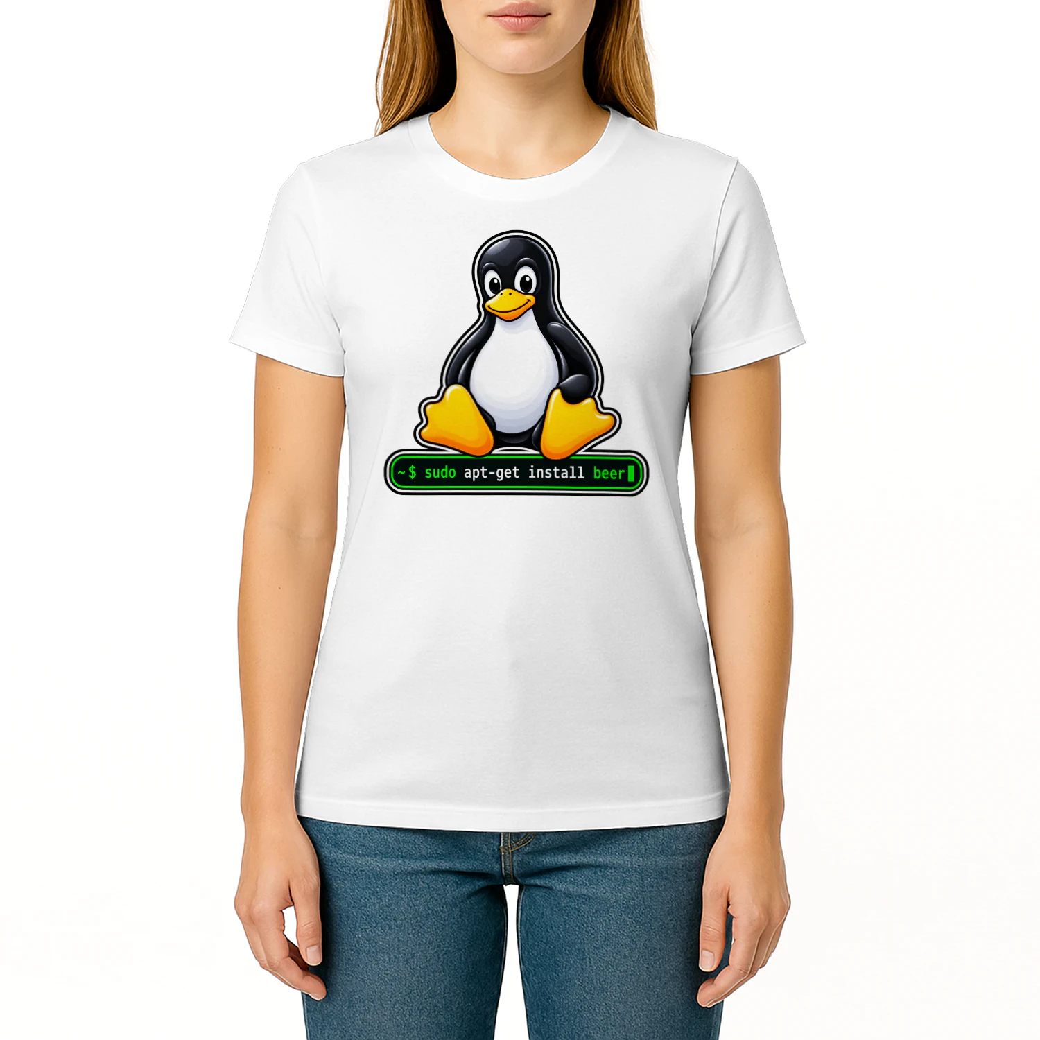 Sudo Apt-Get Install Beer - Tux Linux Mascot T-Shirt