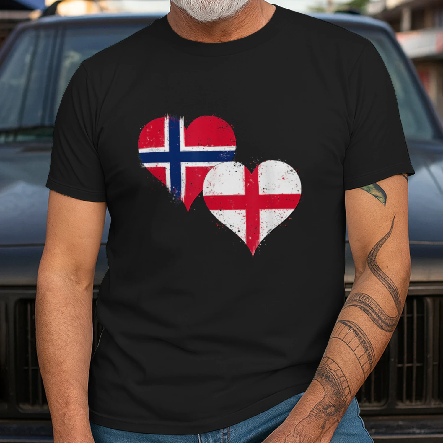 Cool Noorse en Engelse Vlaggen – Trots van Noorse en Engelse Fans T-shirt - LIMITE EDITION 