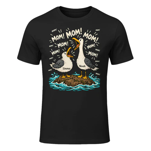 Gepersonaliseerde Meeuwen T-shirt Mom Mom Mom