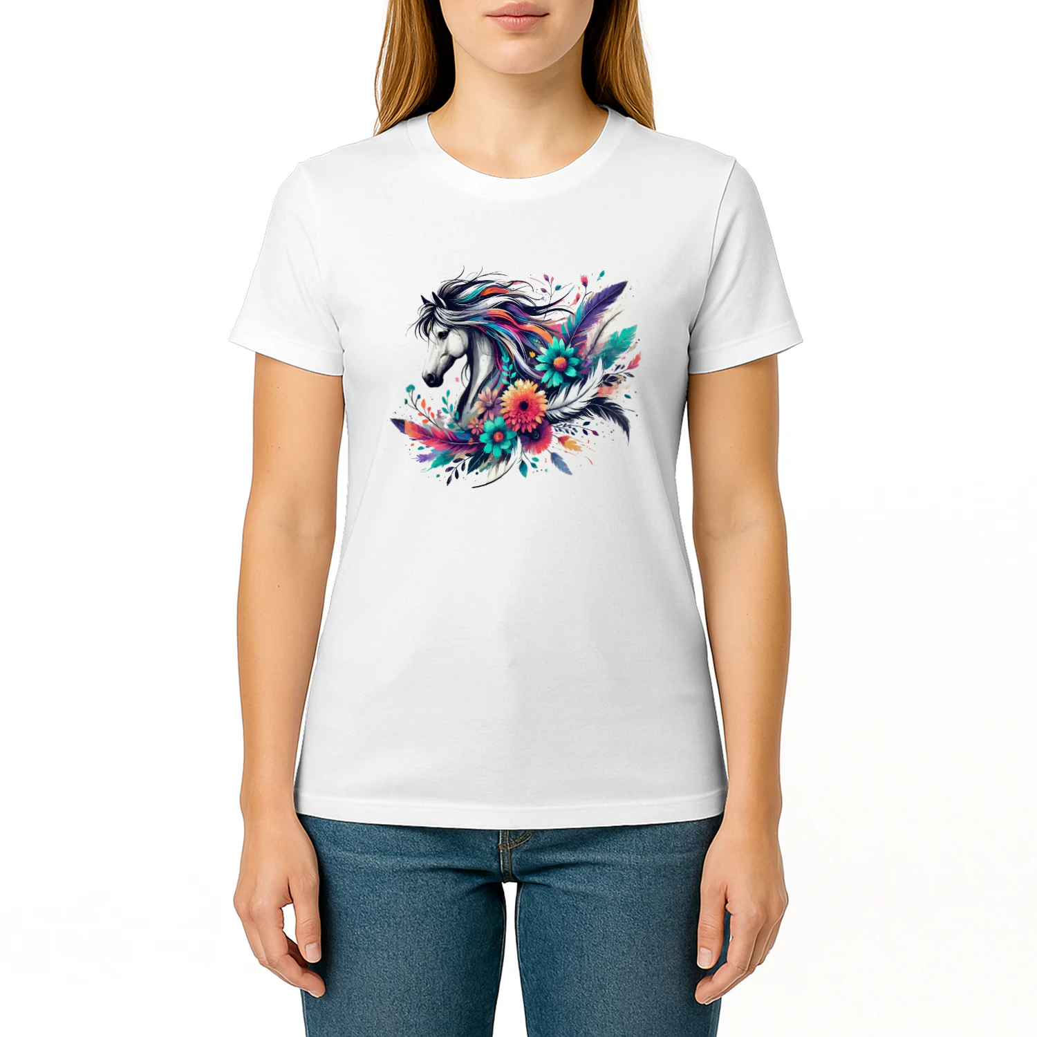 Cute Floral Wild Horse - Equestrian Country Riding Apparel Design