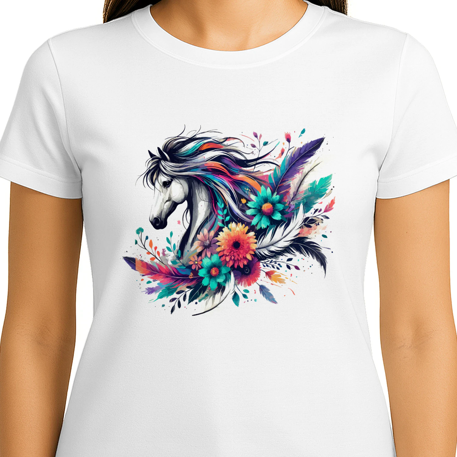 Cute Floral Wild Horse - Equestrian Country Riding Apparel Design