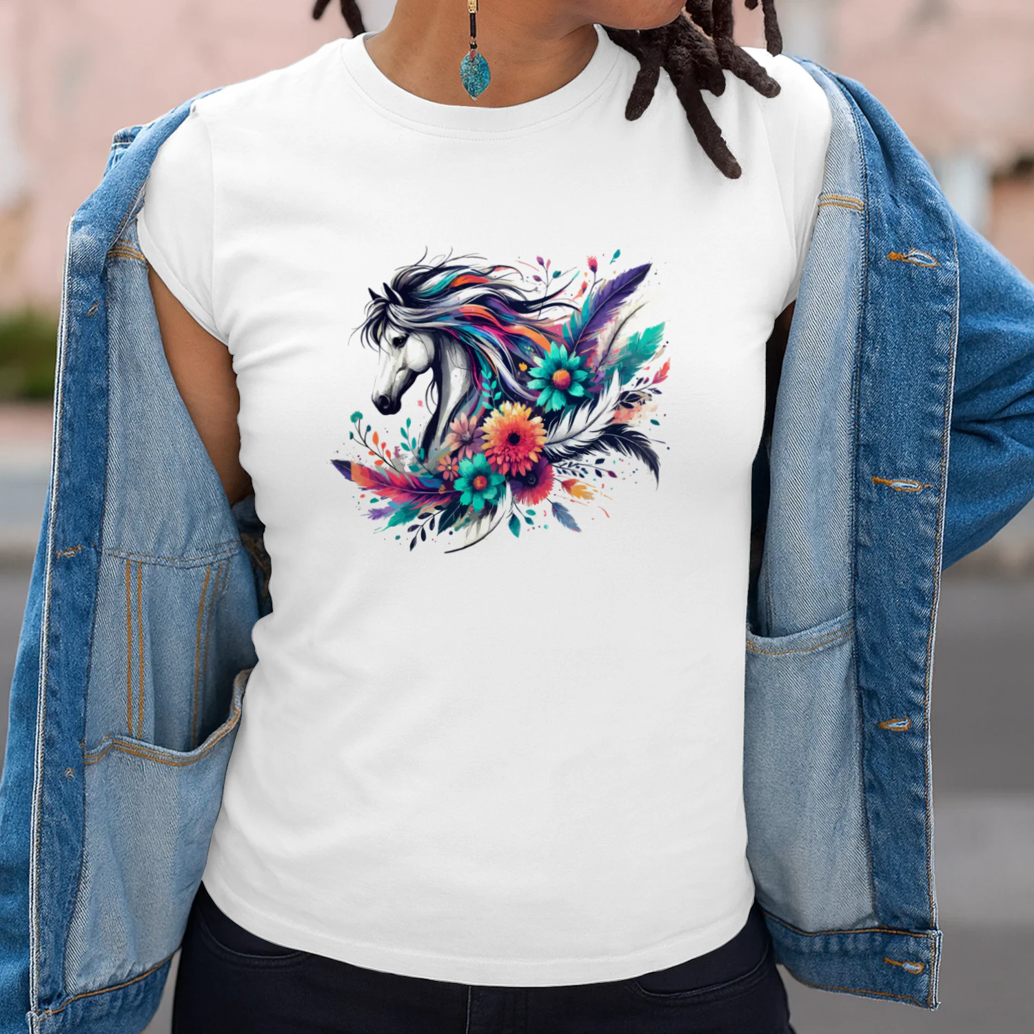 Cute Floral Wild Horse - Equestrian Country Riding Apparel Design