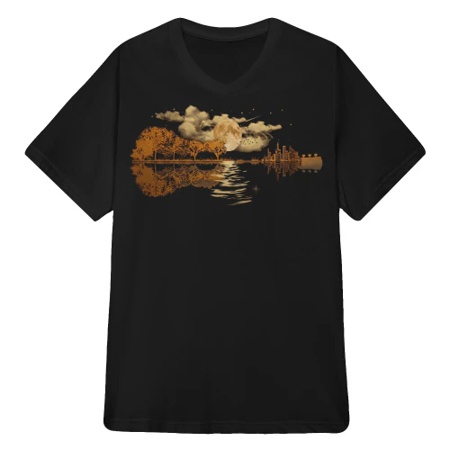 Guitar Lake Reflections T-Shirt: Musician Gift