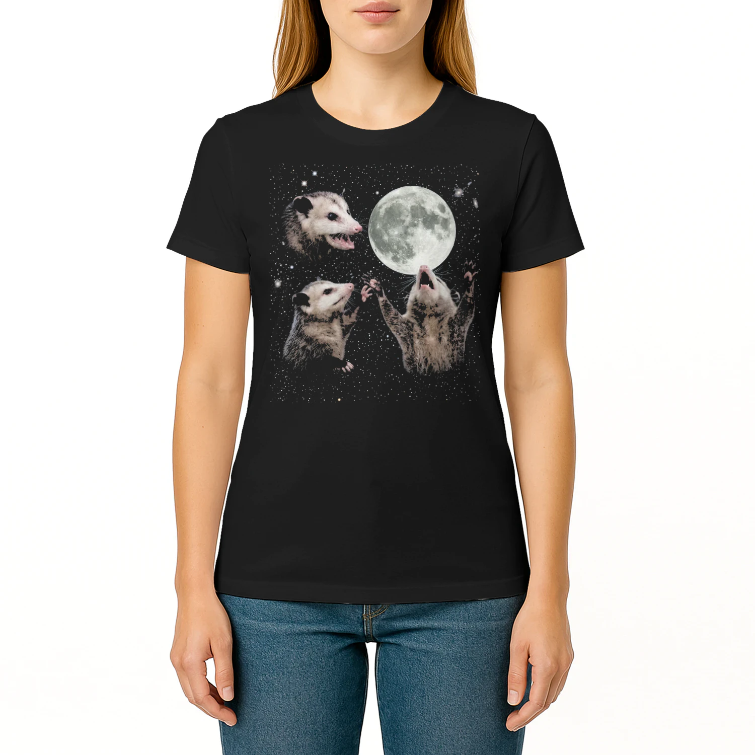 Opossum Howling at Moon Vintage 90s Graphic T Shirt, Retro Possum Silly Gift