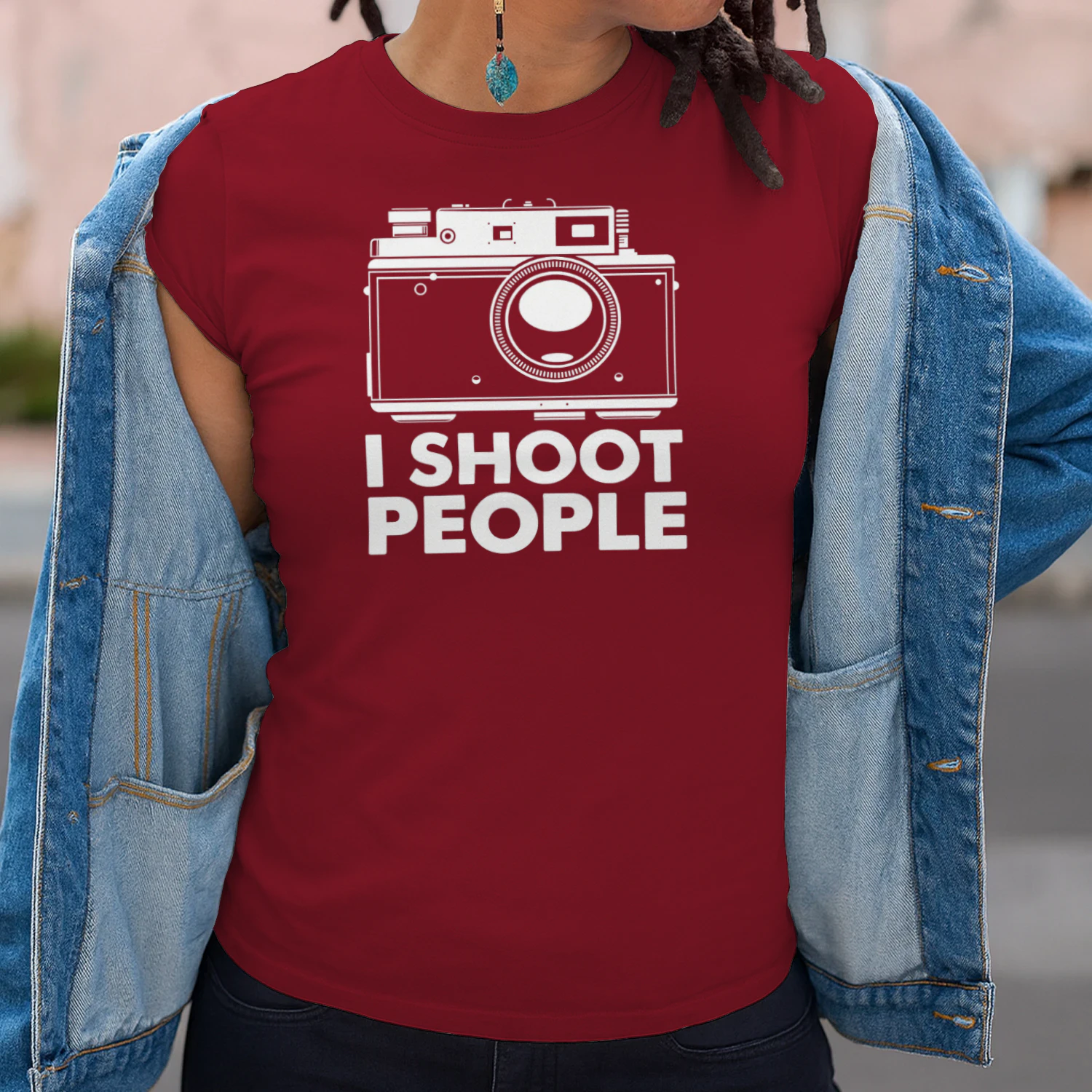 Photography Camera T-Shirt I Shoot People film Camera Tshirt distressed print v3 Photographers Tee Shirt Mens Womens Ladies Kids Geek Funny