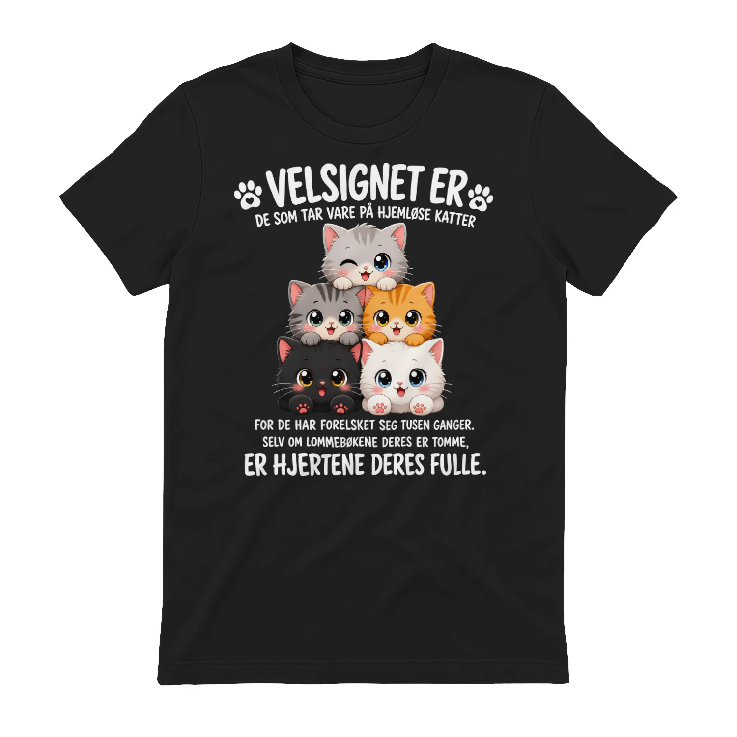 T-shirt - Velsignet er de som tar vare på hjemløse katter