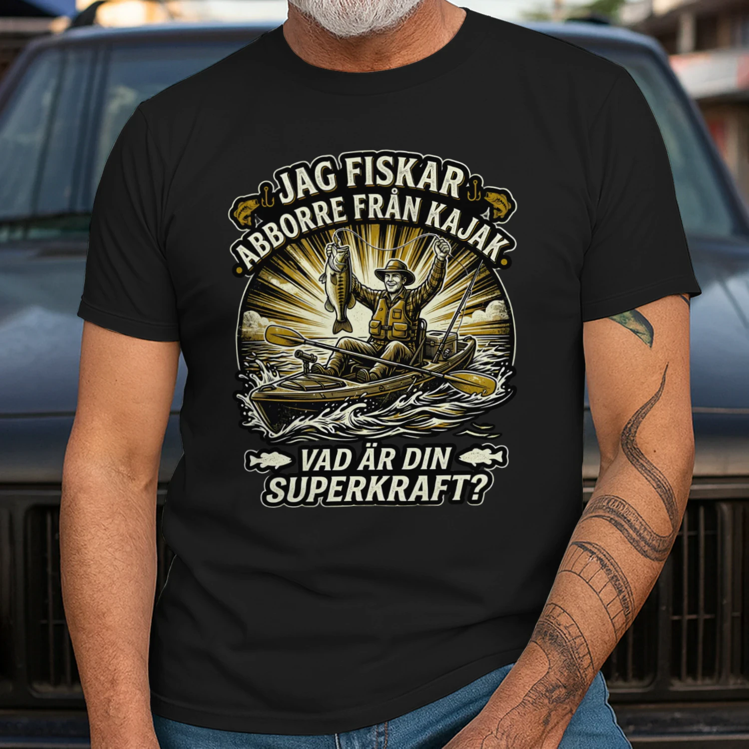  T-shirt - JAG FISKAR ABBORRE FRÅN KAJAK. VAD ÄR DIN SUPERKRAFT?