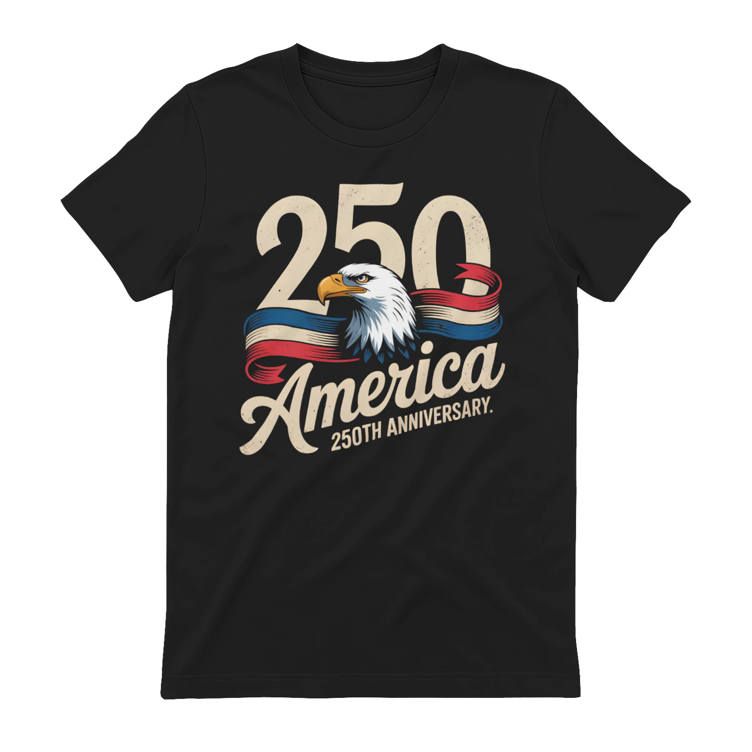 1776–2026 American Flag Eagle T-Shirt – Vintage Washed Cotton 250th Anniversary Independence Day Patriotic Crew Neck Tee