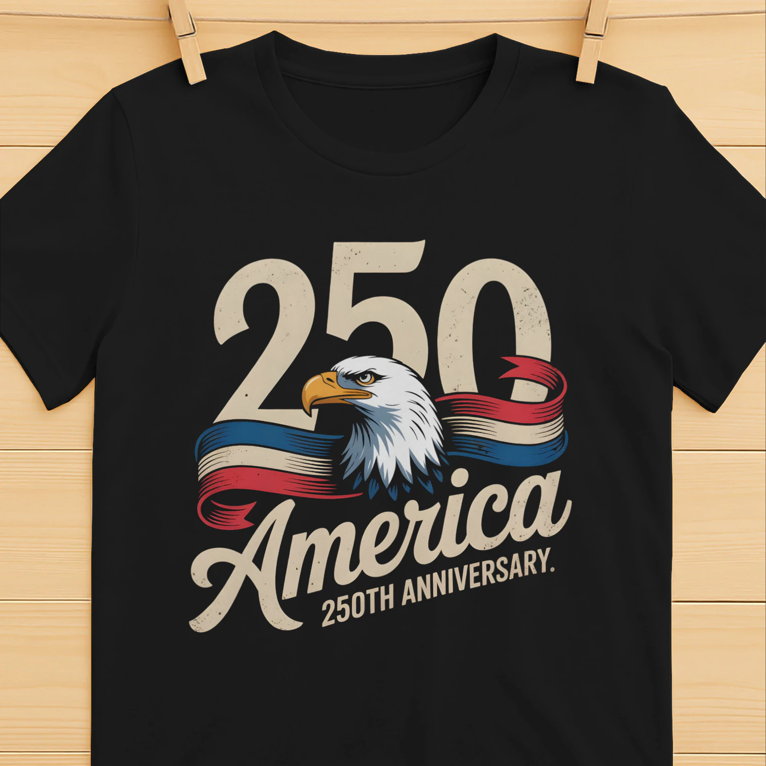 1776–2026 American Flag Eagle T-Shirt – Vintage Washed Cotton 250th Anniversary Independence Day Patriotic Crew Neck Tee