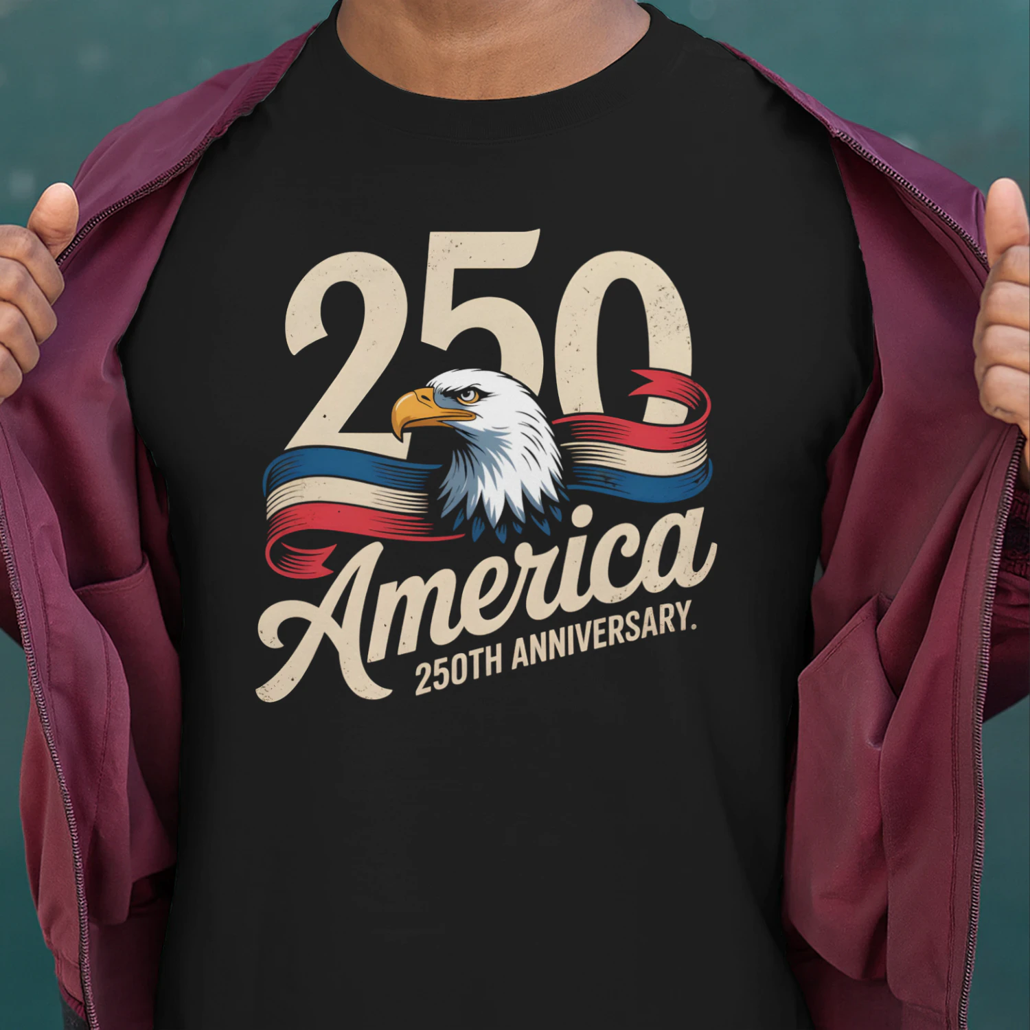1776–2026 American Flag Eagle T-Shirt – Vintage Washed Cotton 250th Anniversary Independence Day Patriotic Crew Neck Tee
