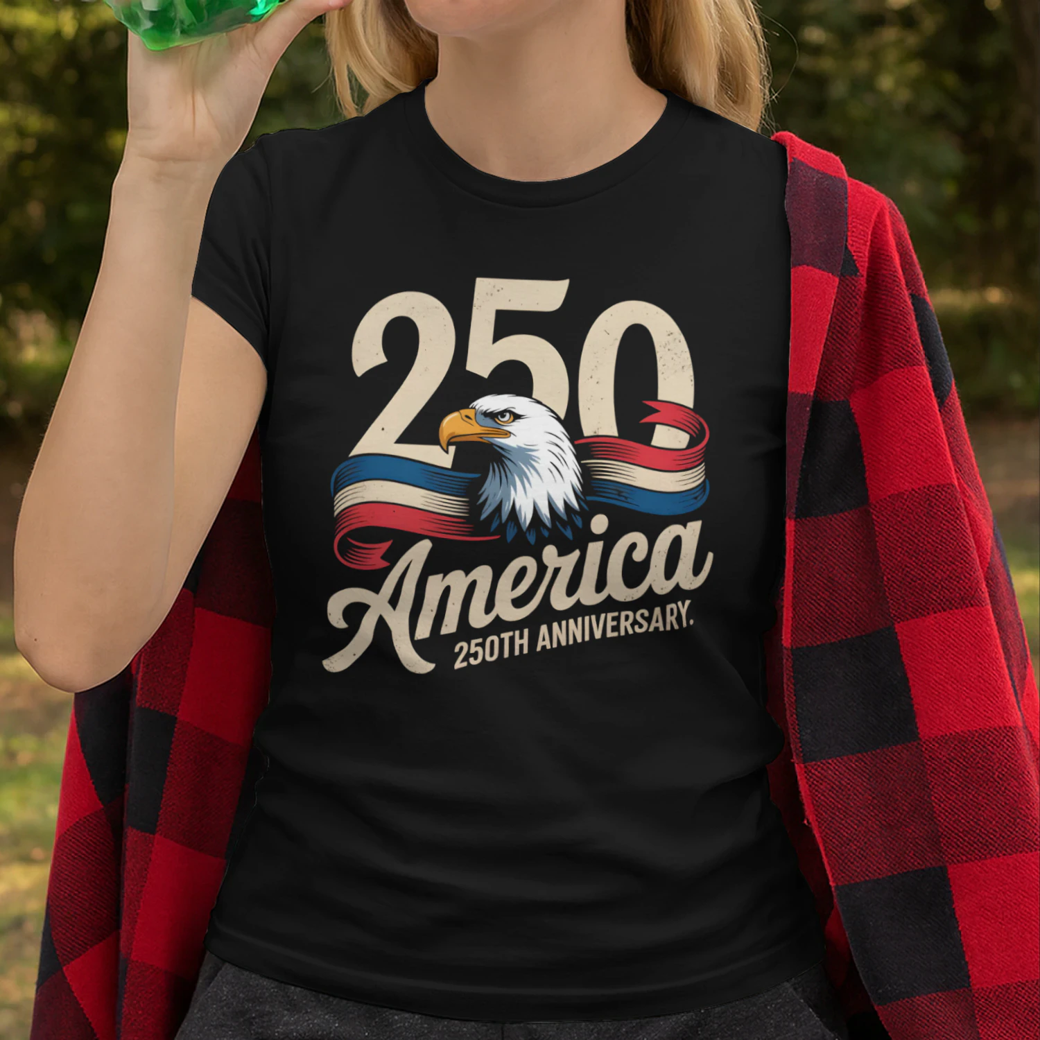 1776–2026 American Flag Eagle T-Shirt – Vintage Washed Cotton 250th Anniversary Independence Day Patriotic Crew Neck Tee