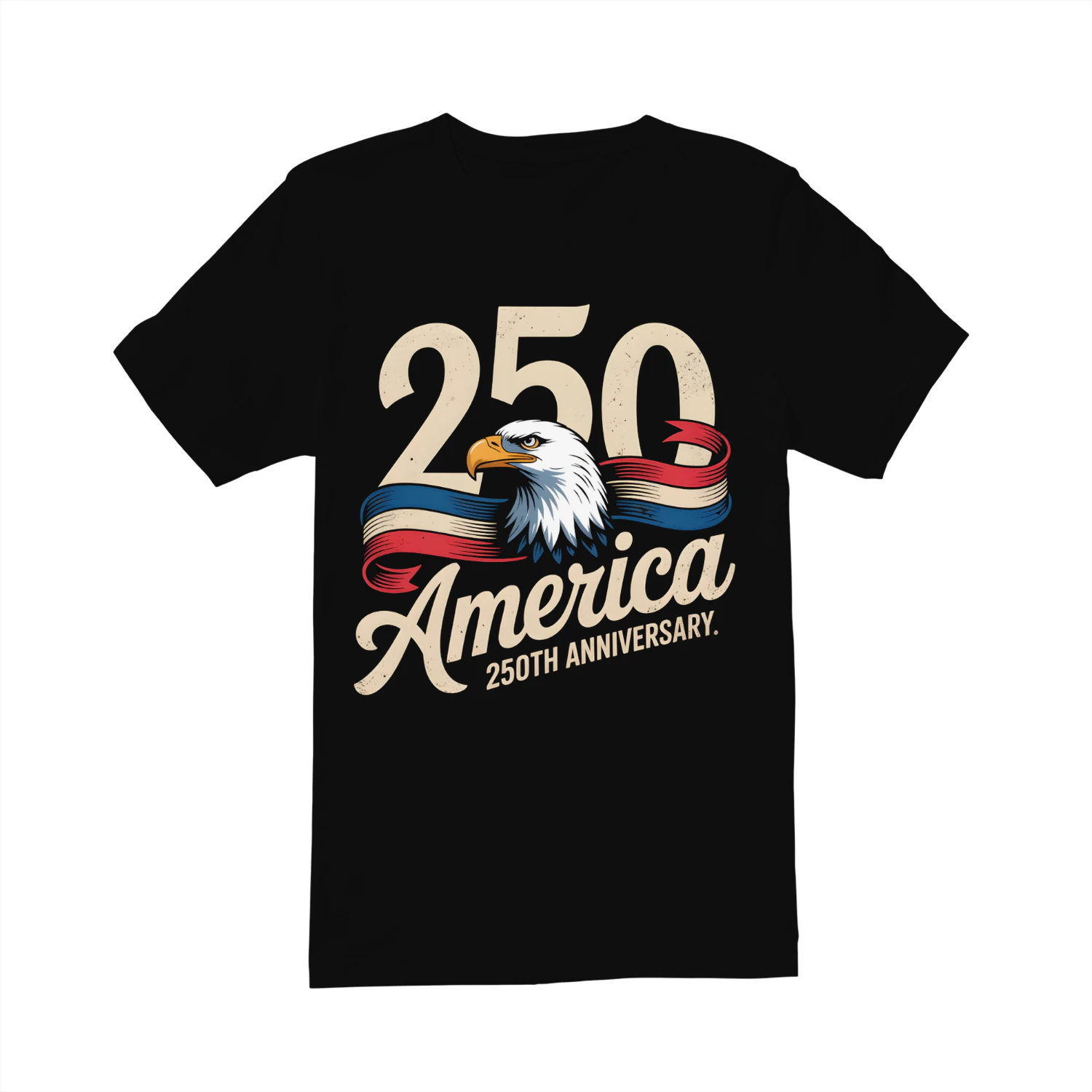 1776–2026 American Flag Eagle T-Shirt – Vintage Washed Cotton 250th Anniversary Independence Day Patriotic Crew Neck Tee