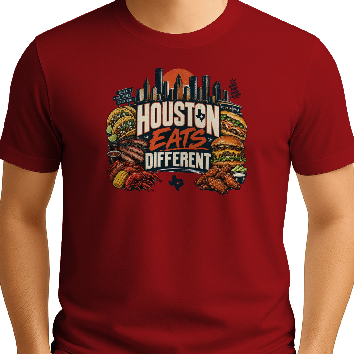 01 - Houston Eats Different-PRINT-300DPI - T-Shirt