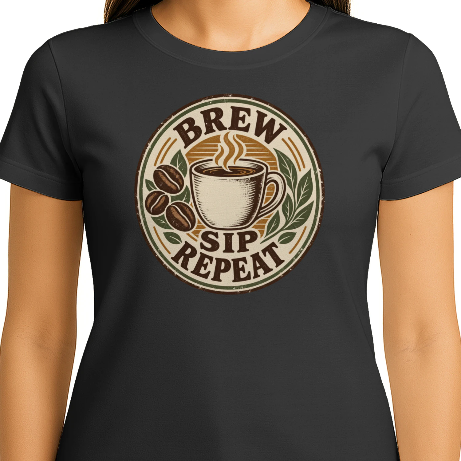Brew Sip Repeat Café Badge