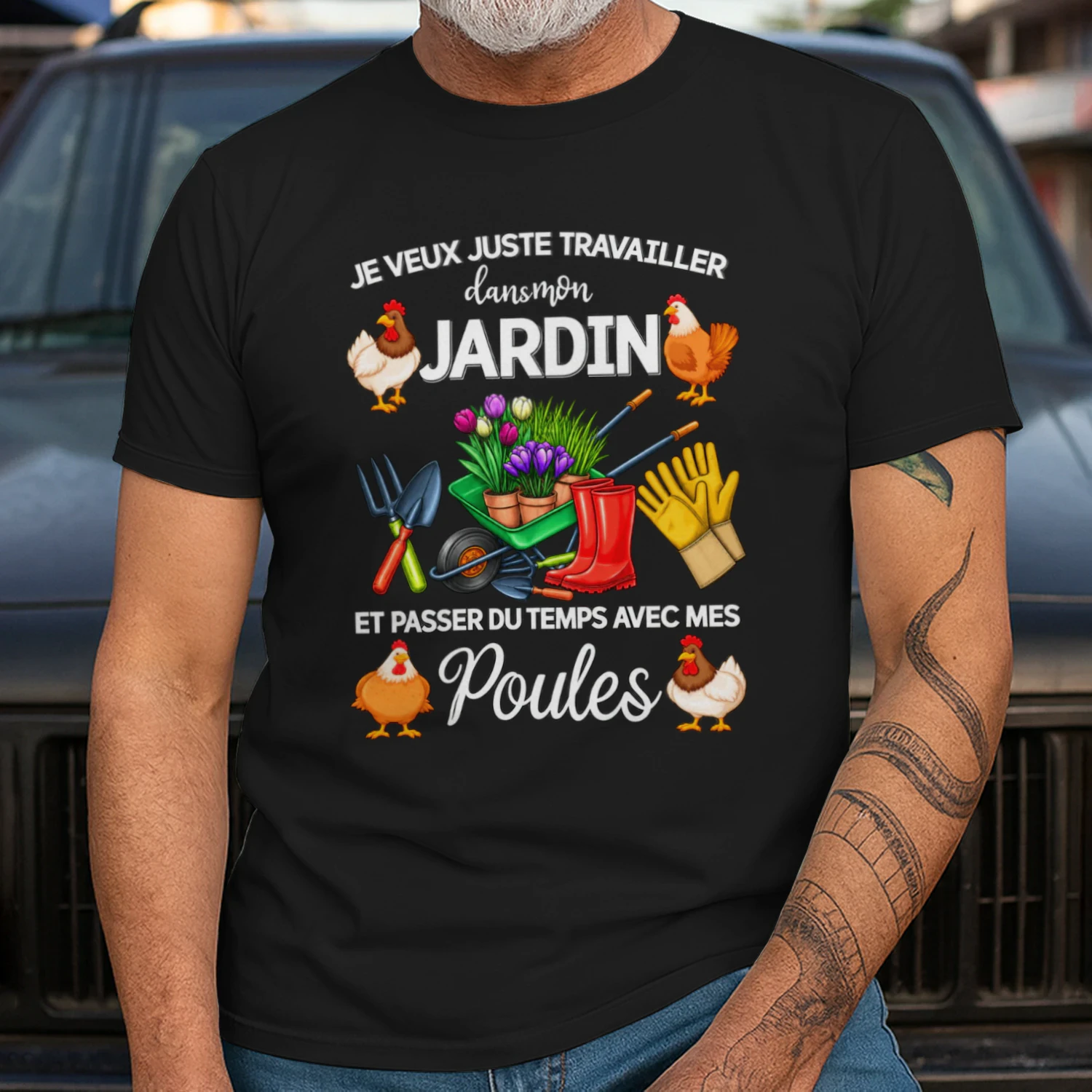 JE VEUX JUSTE TRAVAILLER DANS MON JARDIN ET PASSER DU TEMPS AVEC MES POULES