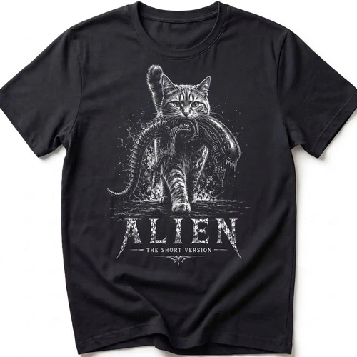 Alien The Short Version Cat Graphic 90s Shirt 