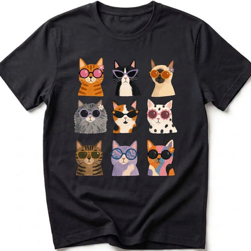 Cool Cats Sunglasses Colorful Cat Lover T-shirt