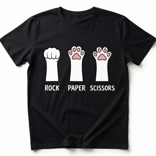 Rock Paper Scissors Paw – Funny Cat Lover T-Shirt