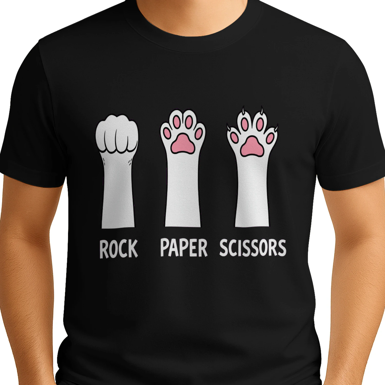 Rock Paper Scissors Paw – Funny Cat Lover T-Shirt