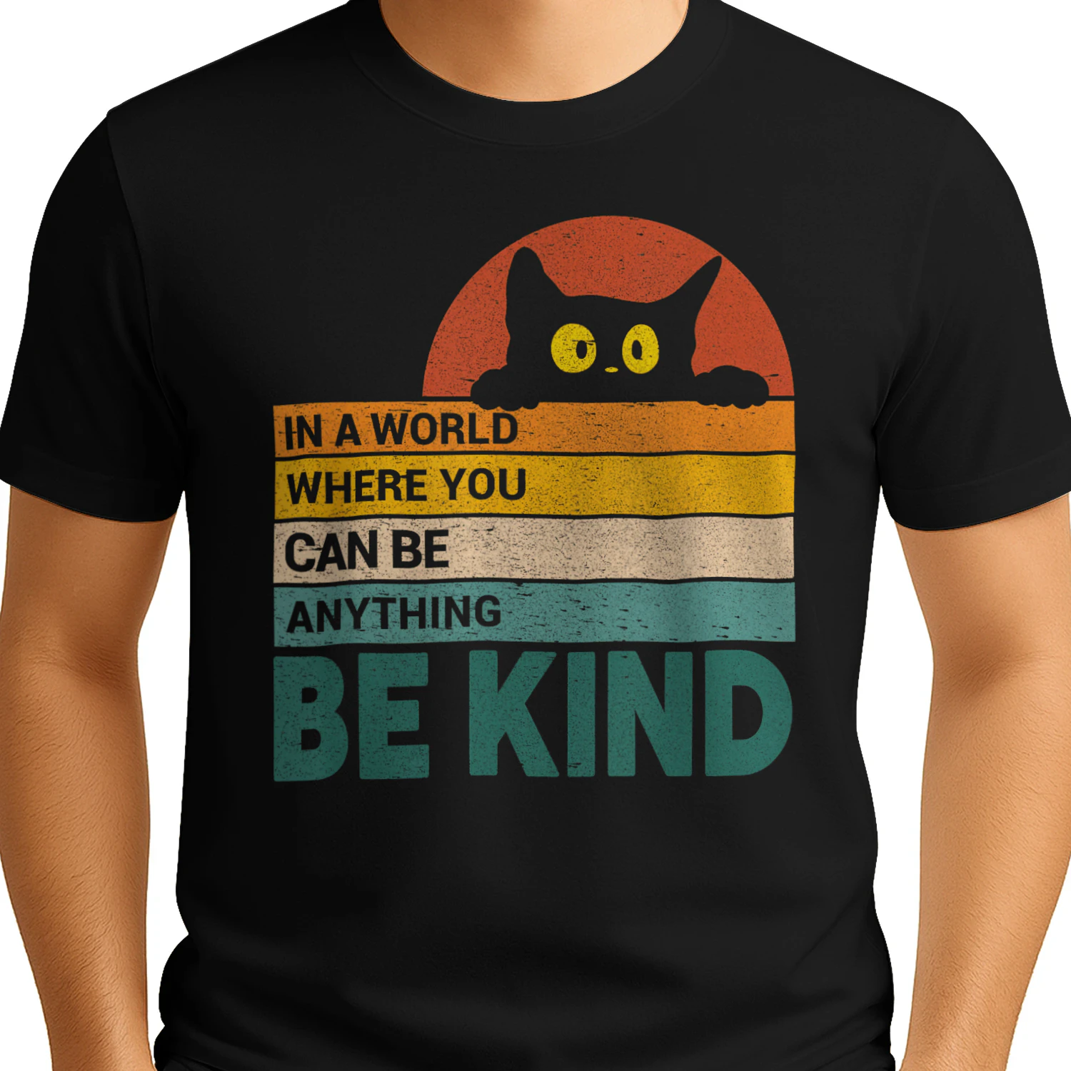In a world where you can be anything be kind cat Funny cat tshirt