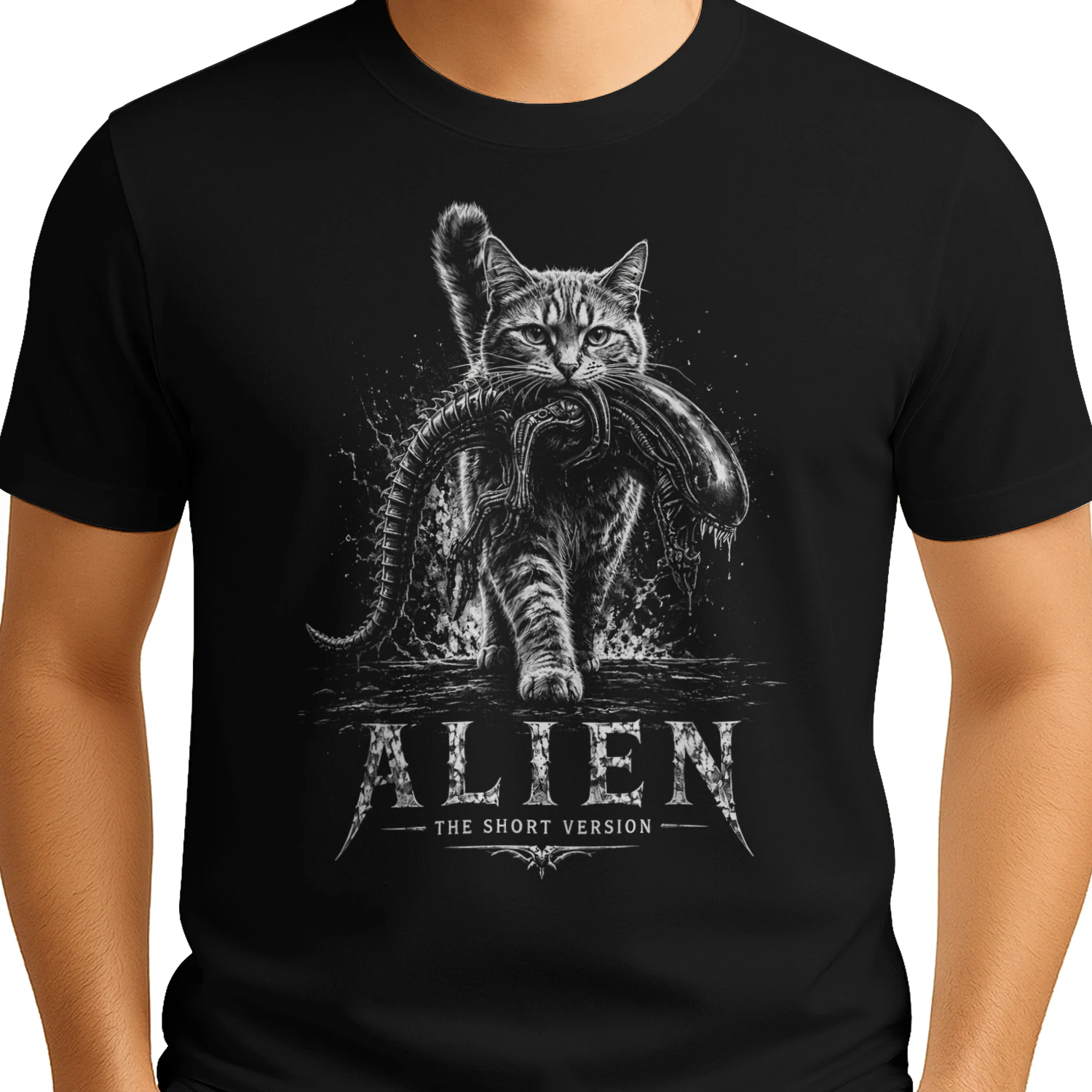 Alien The Short Version Cat Graphic 90s Shirt 