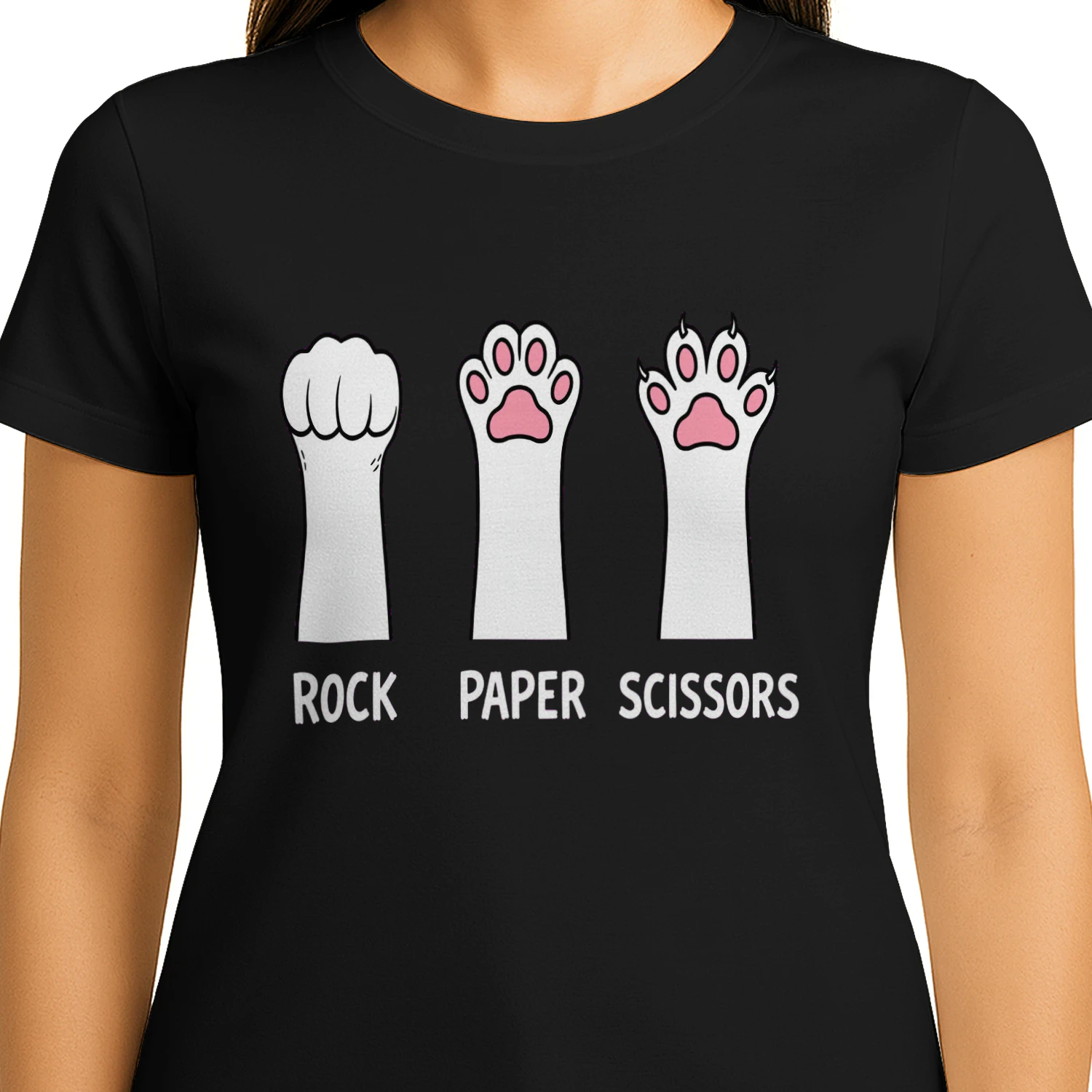 Rock Paper Scissors Paw – Funny Cat Lover T-Shirt