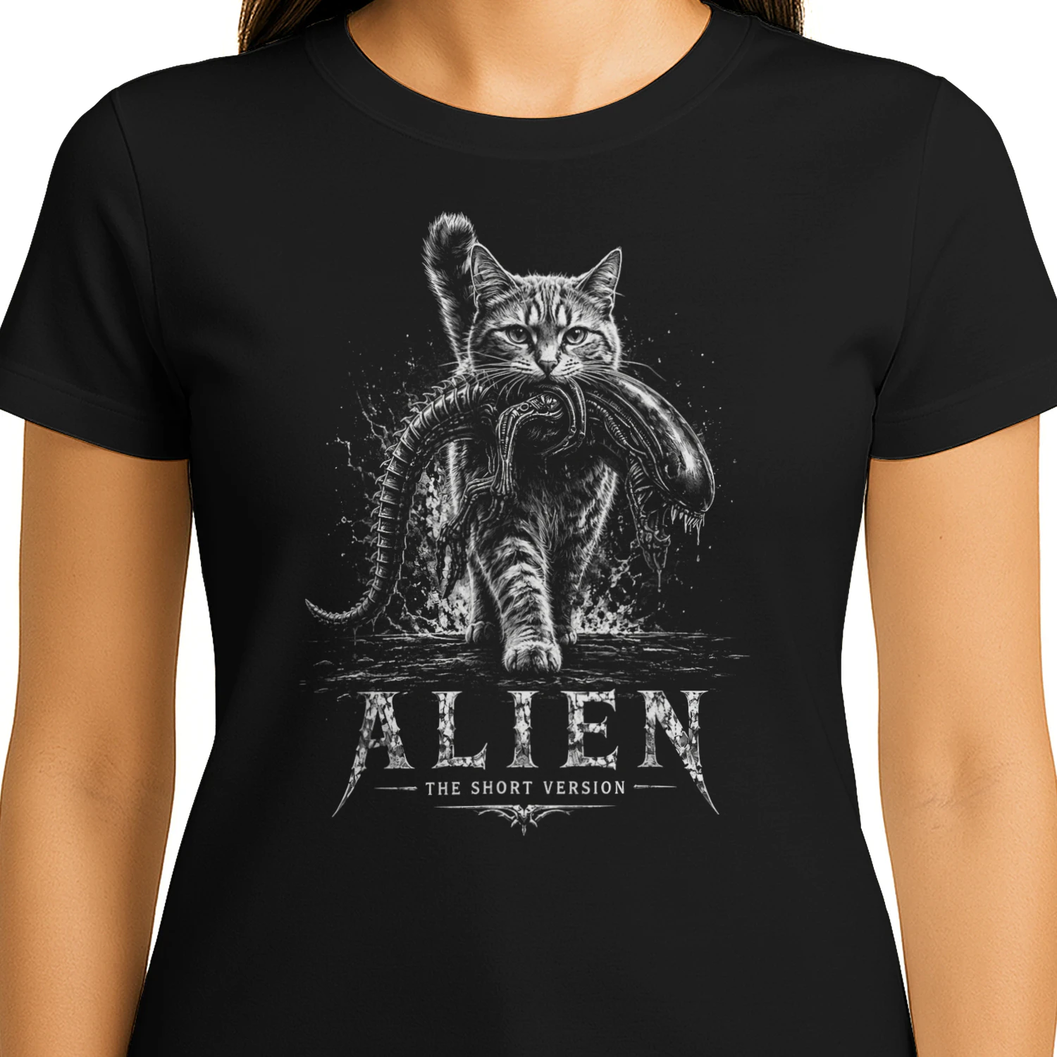 Alien The Short Version Cat Graphic 90s Shirt 
