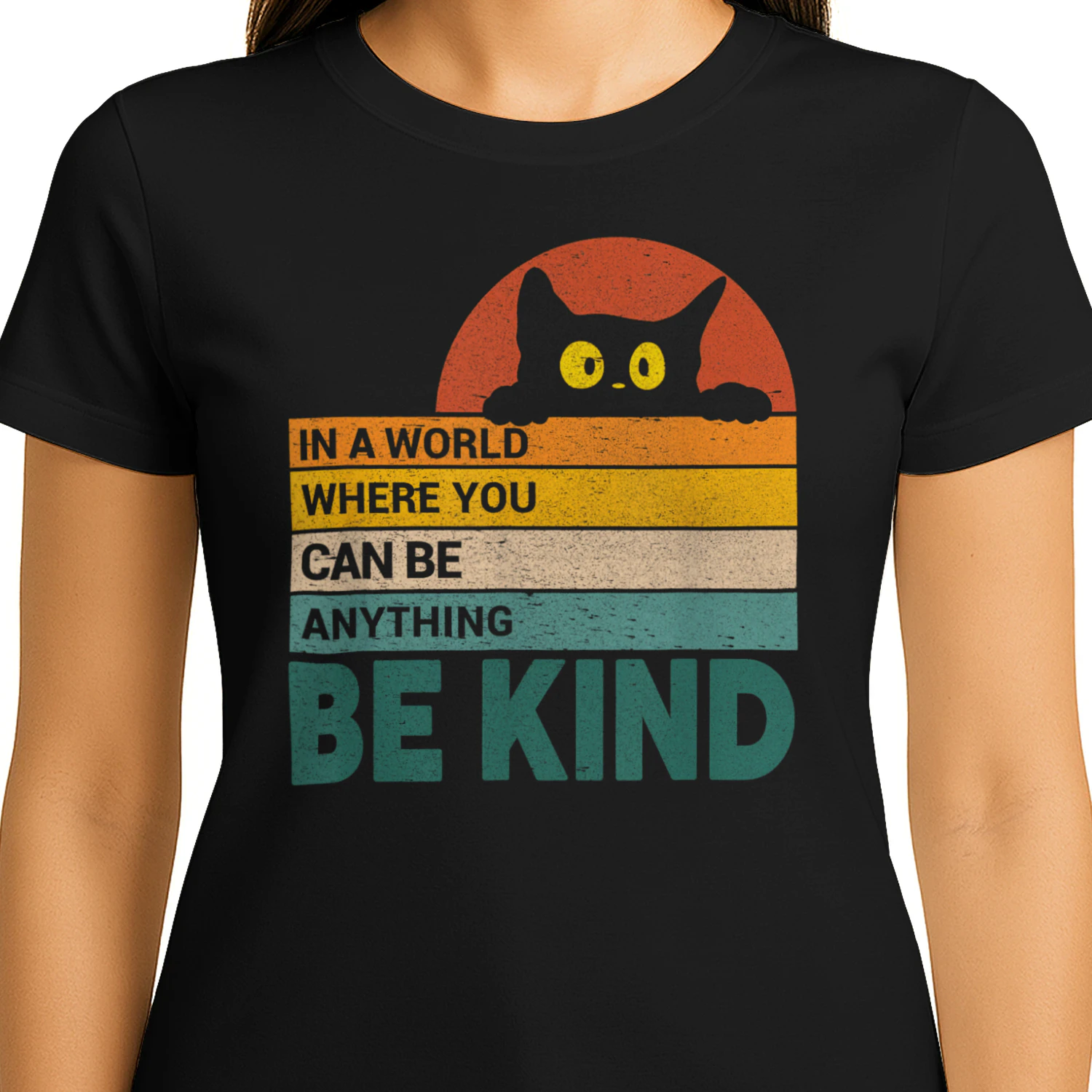 In a world where you can be anything be kind cat Funny cat tshirt