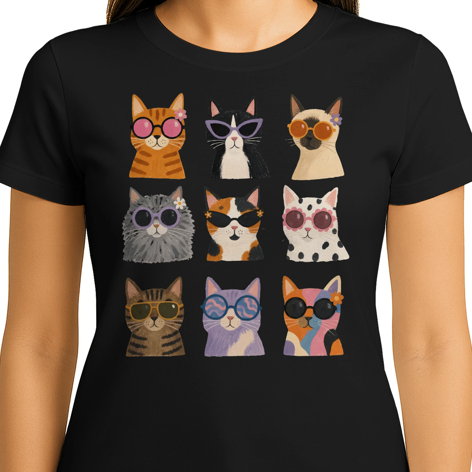 Cool Cats Sunglasses Colorful Cat Lover T-shirt