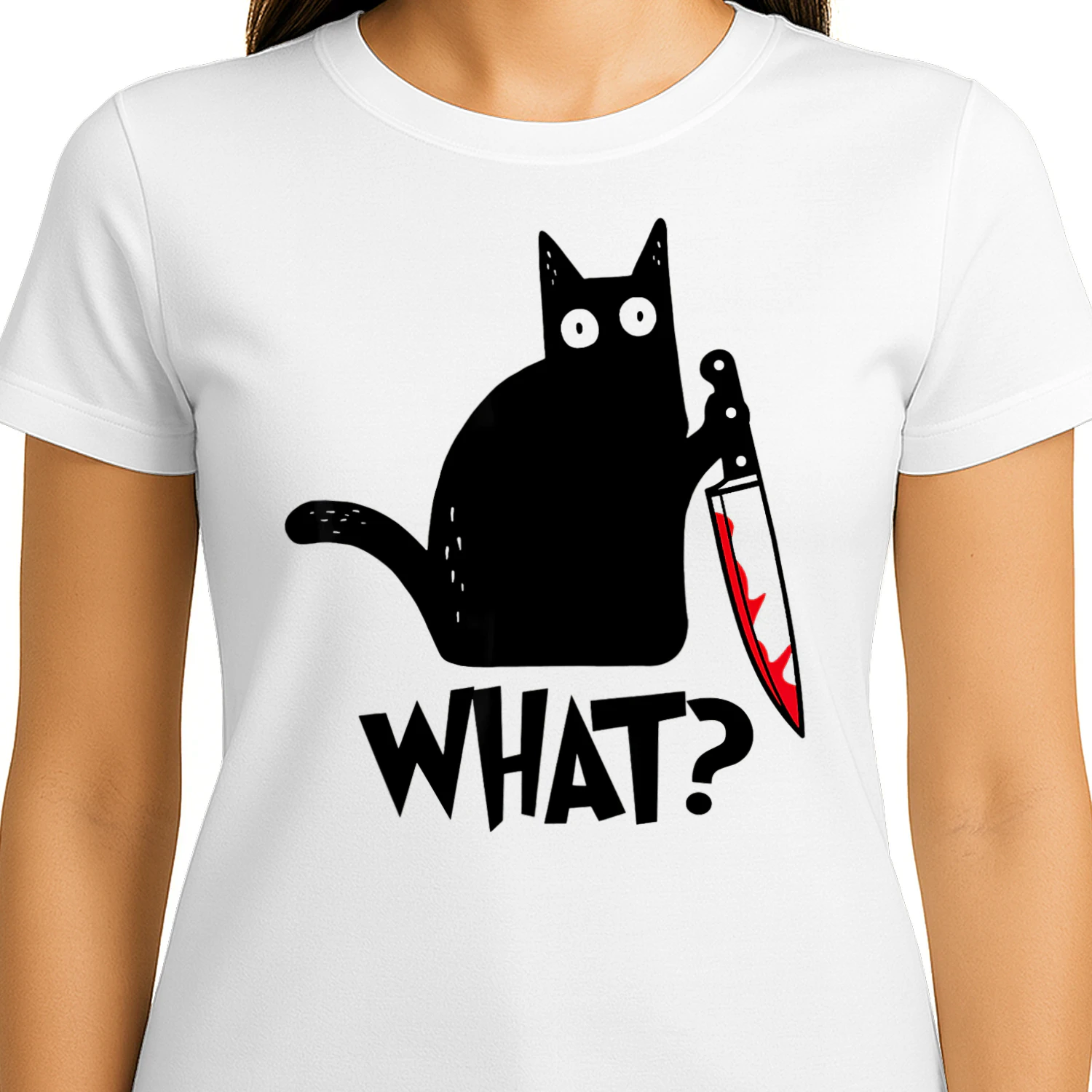 What? Funny Black Cat Lover T-Shirt