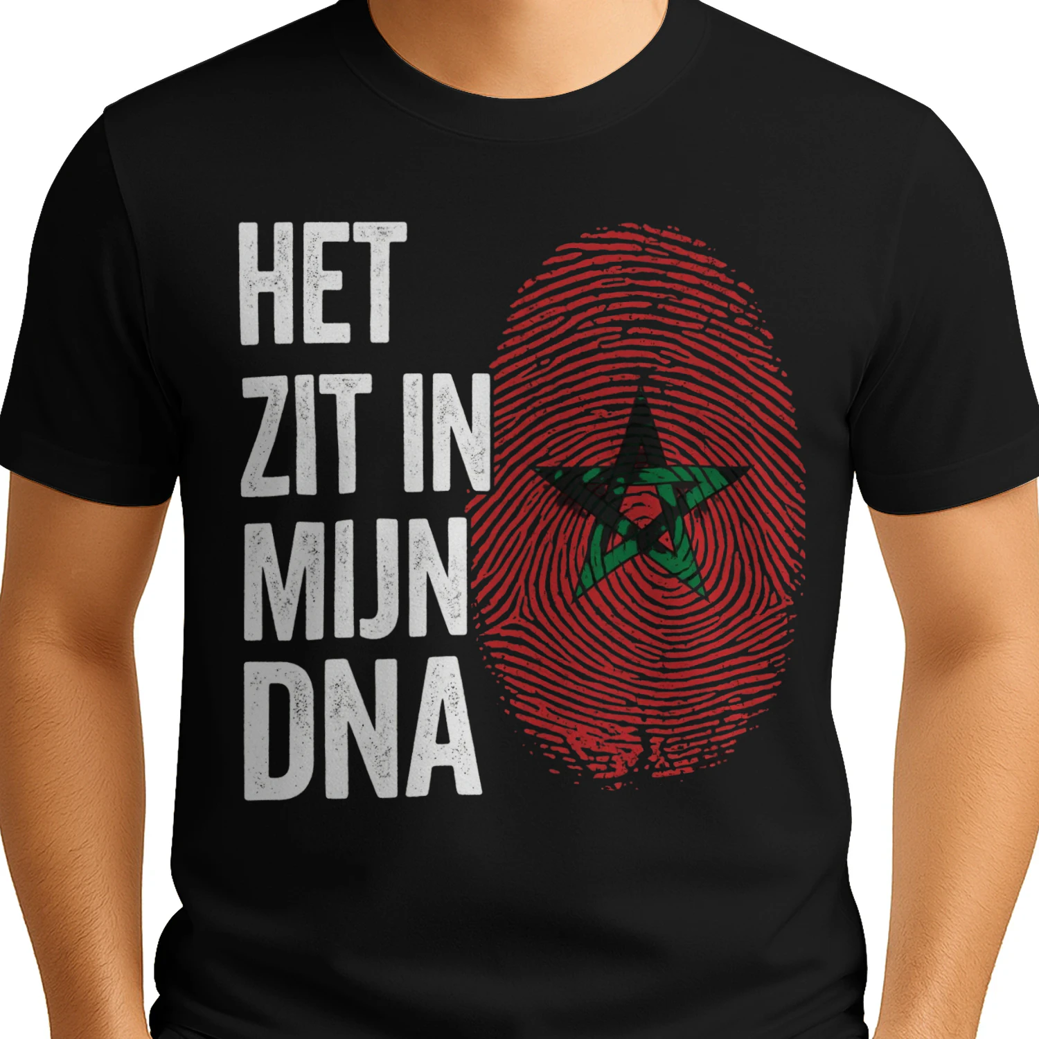 Marokko DNA Shirt - HET ZIT IN MIJN DNA - Marokkaanse Trots Vingerafdruk