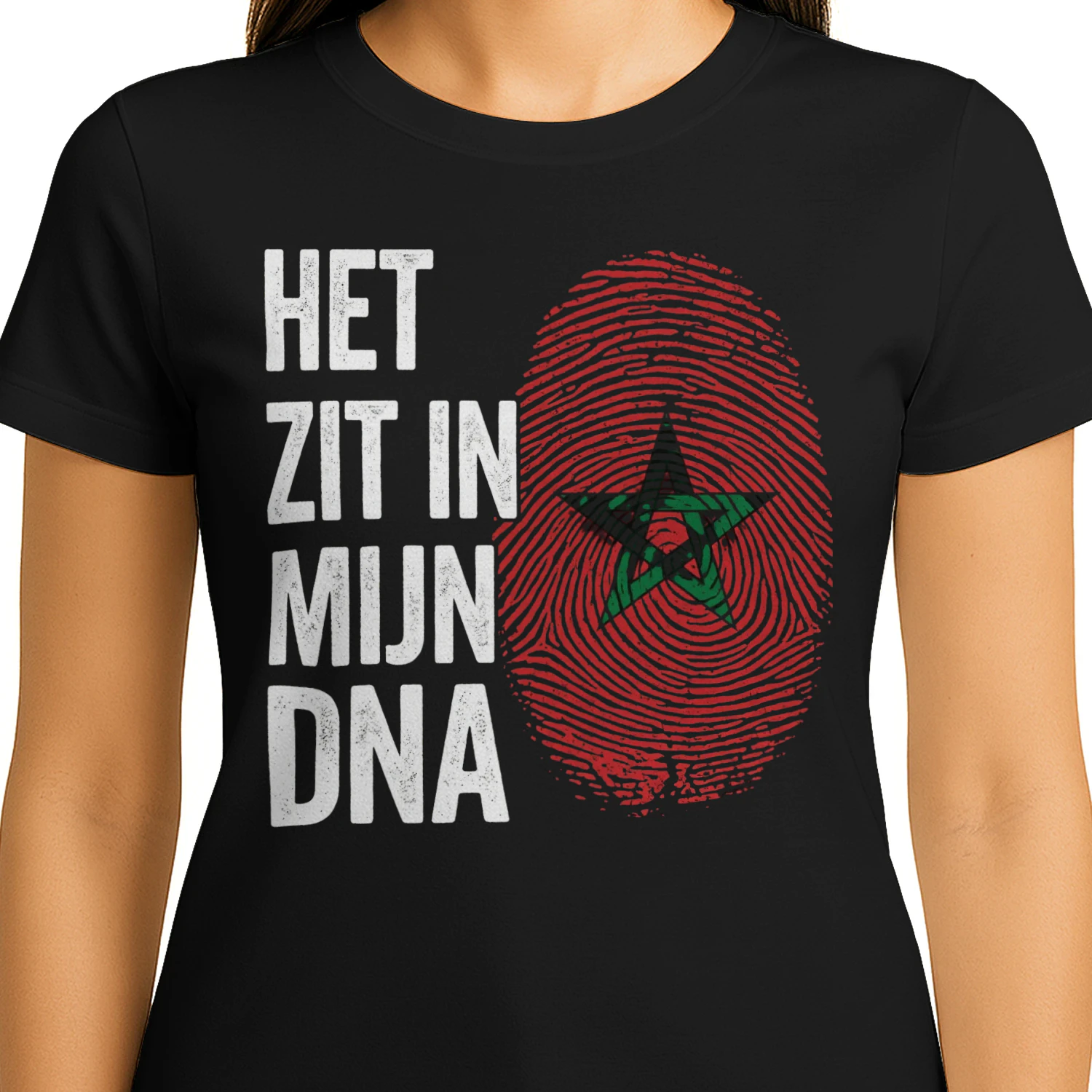 Marokko DNA Shirt - HET ZIT IN MIJN DNA - Marokkaanse Trots Vingerafdruk