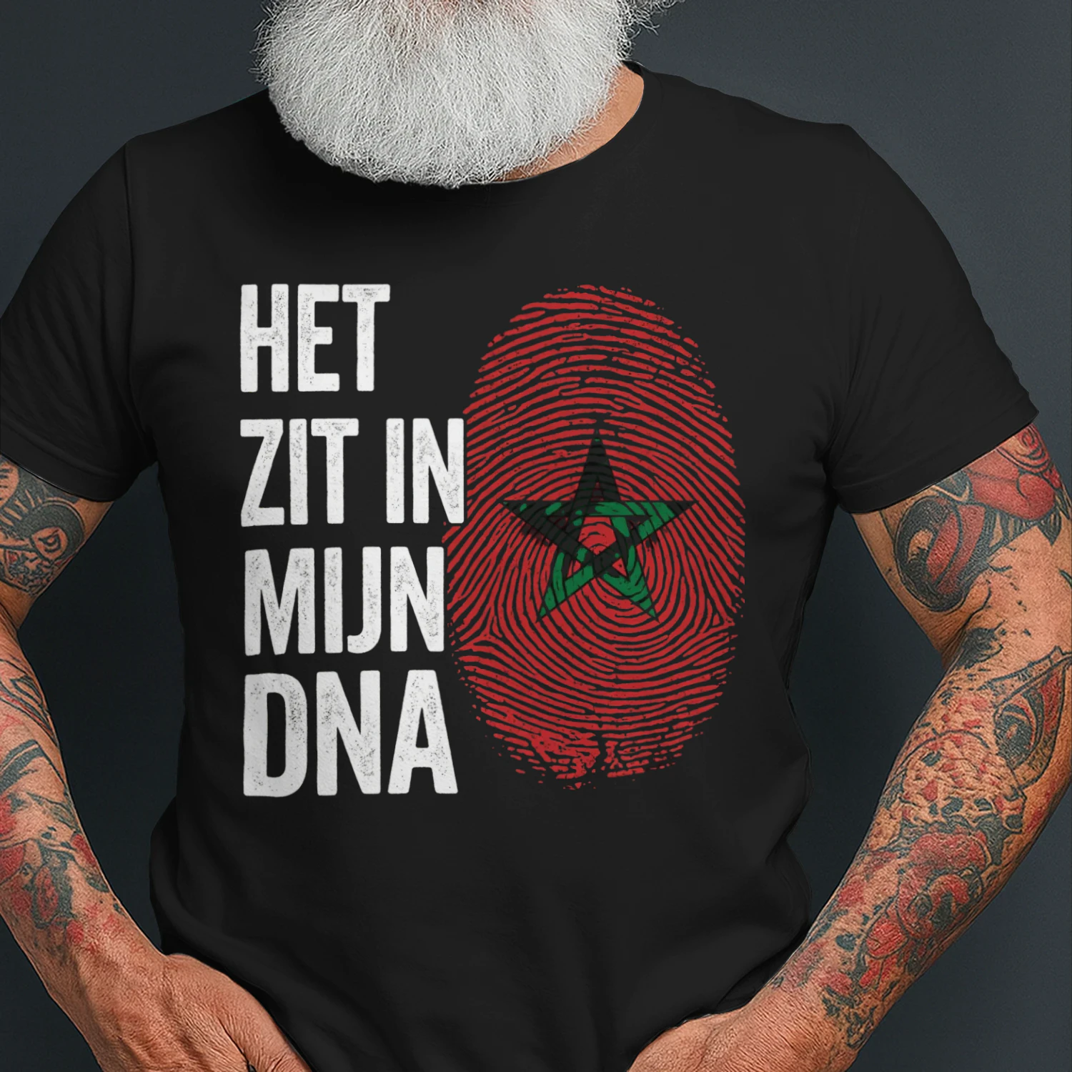 Marokko DNA Shirt - HET ZIT IN MIJN DNA - Marokkaanse Trots Vingerafdruk