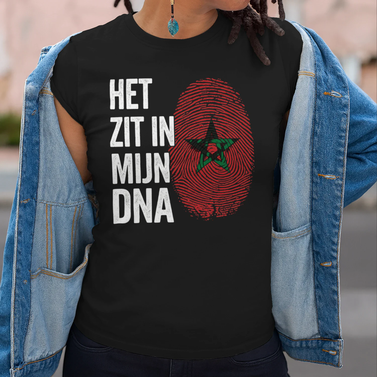 Marokko DNA Shirt - HET ZIT IN MIJN DNA - Marokkaanse Trots Vingerafdruk