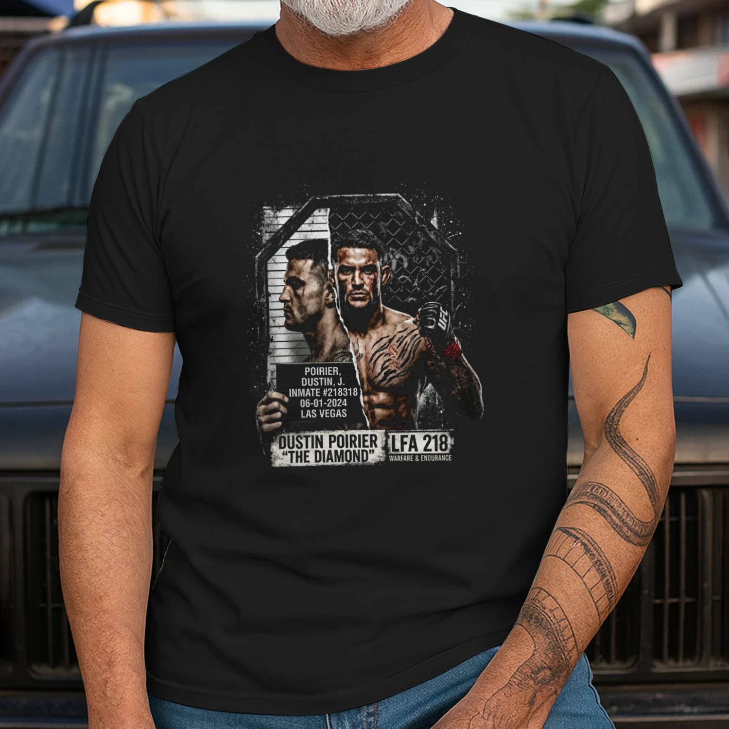 Dustin Poirier Its Gonna Be Bad Mugshot Heavy Cotton T-shirt