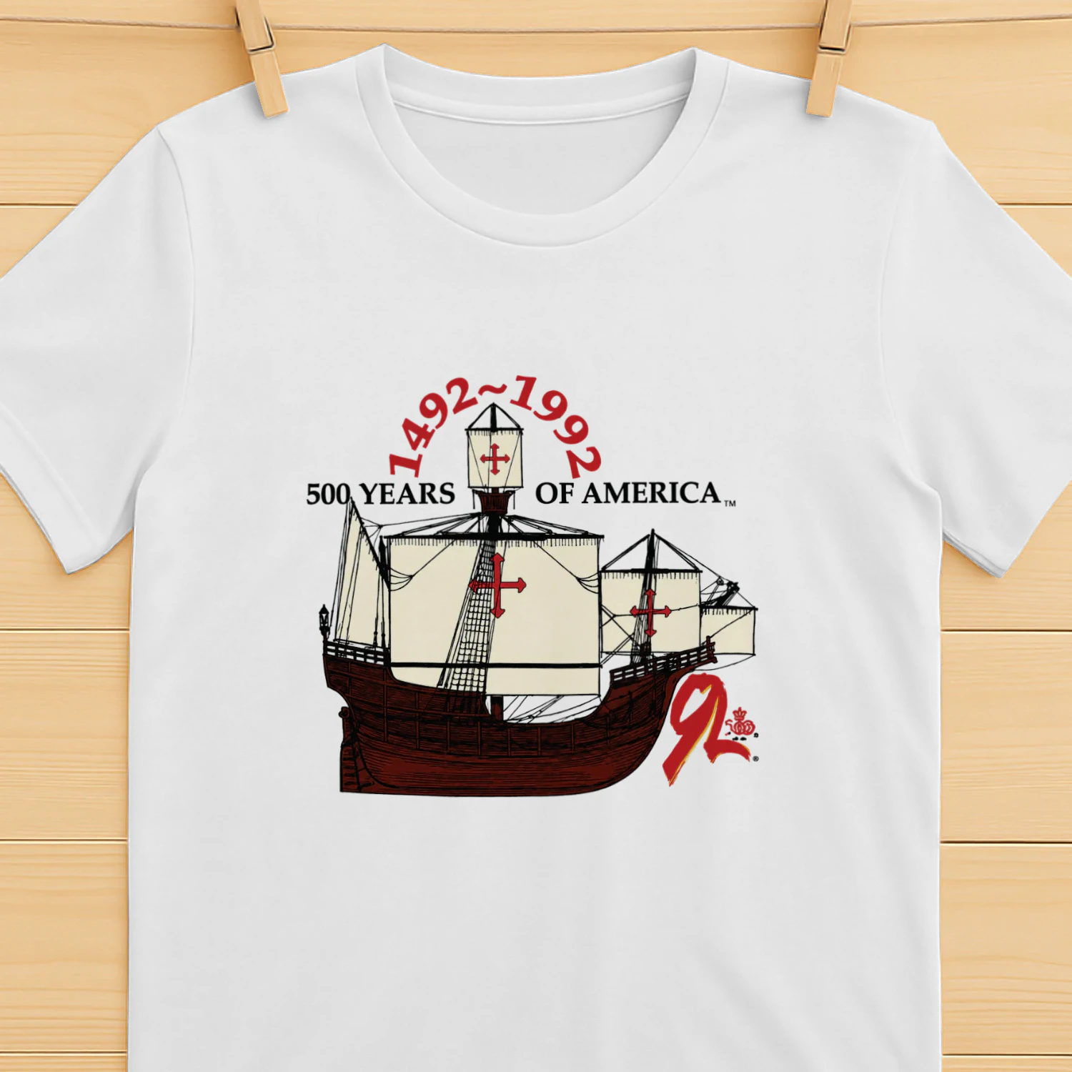 LaBeouf Christopher Columbus 1492-1992 500 Years of America Ship Shirt