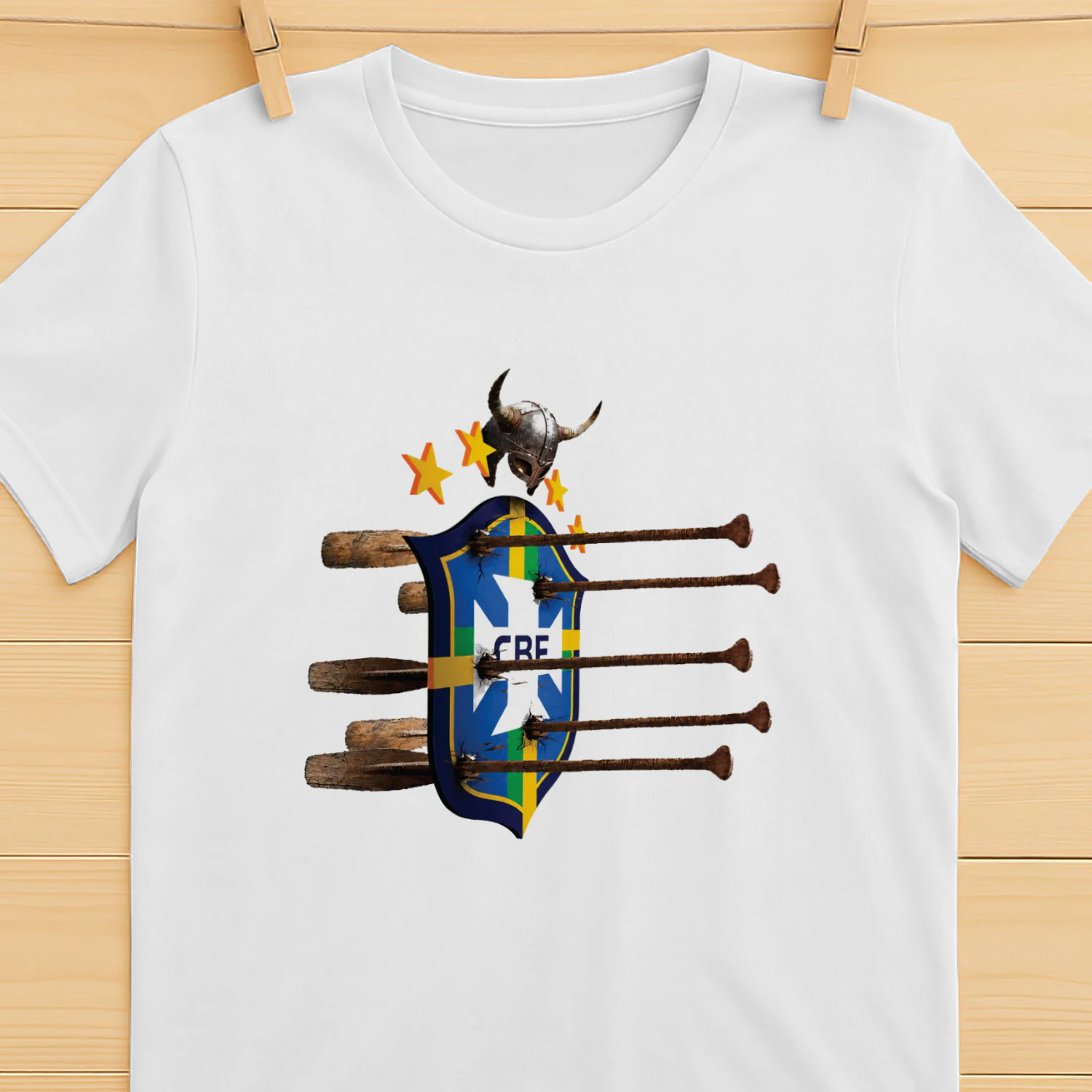 Viking Shield Norway Brazil Crest Football Concept Graphic shirt